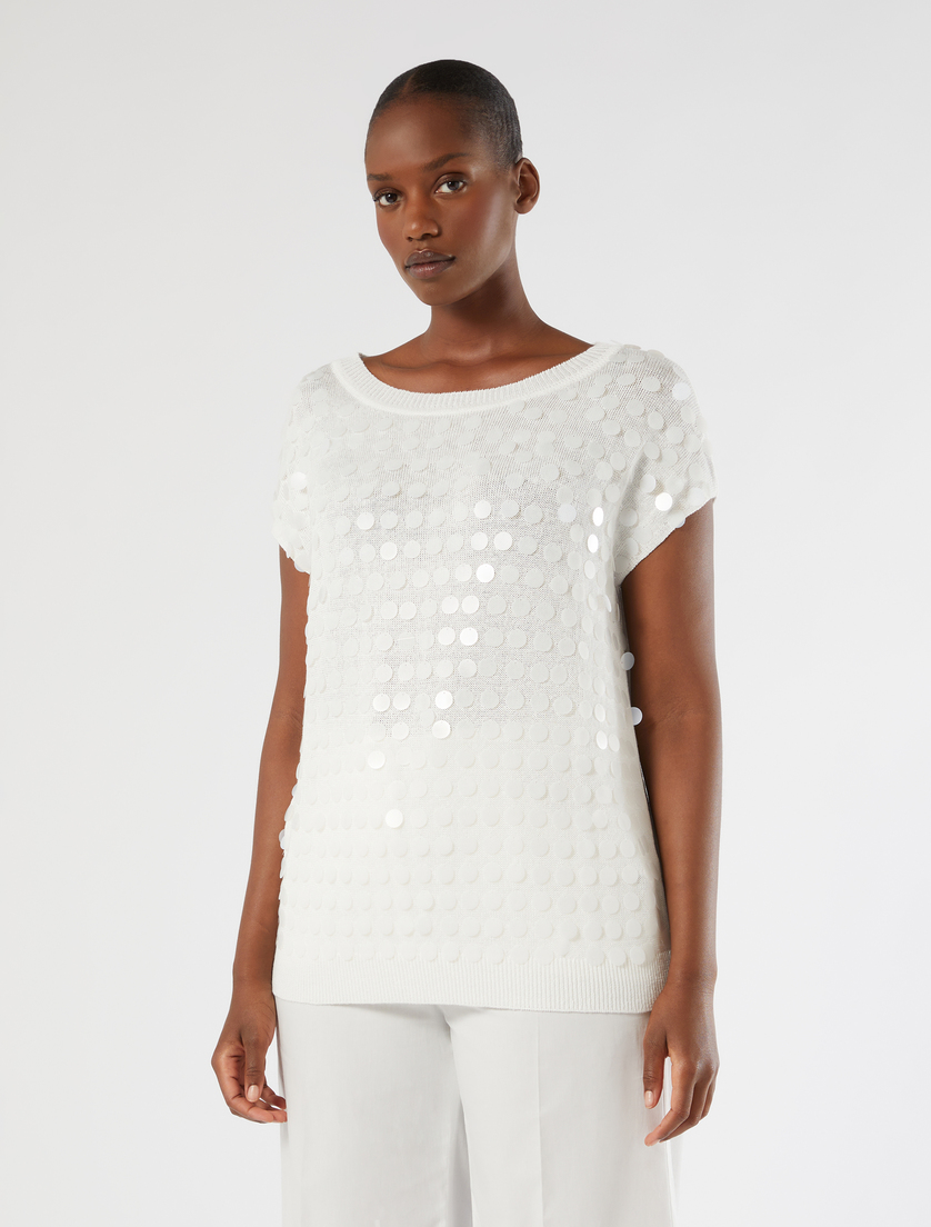 Linen and viscose yarn sweater - IVORY - Marina Rinaldi - 3