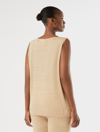 Linen and lurex knit vest top - CAMEL - Marina Rinaldi - 4
