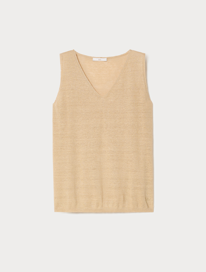 Stricktop aus Leinen und Lurex - KAMEL - Marina Rinaldi