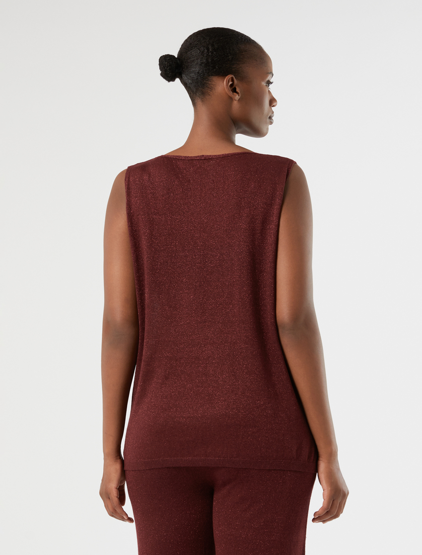 Linen and lurex knit vest top - BORDEAUX - Marina Rinaldi - 4