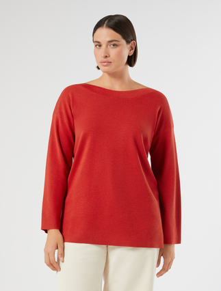 Cotton and modal sweater - RED - Marina Rinaldi - 3