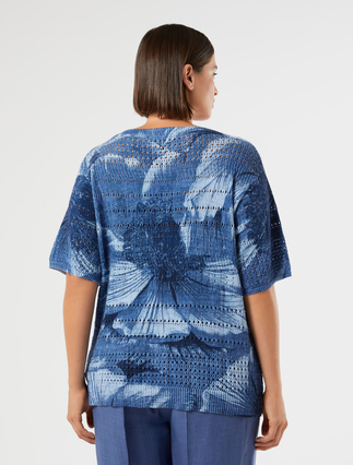 Cotton cordonnet sweater - CORNFLOWER BLUE - Marina Rinaldi - 4