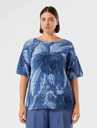 Cotton cordonnet sweater - CORNFLOWER BLUE - Marina Rinaldi - 3