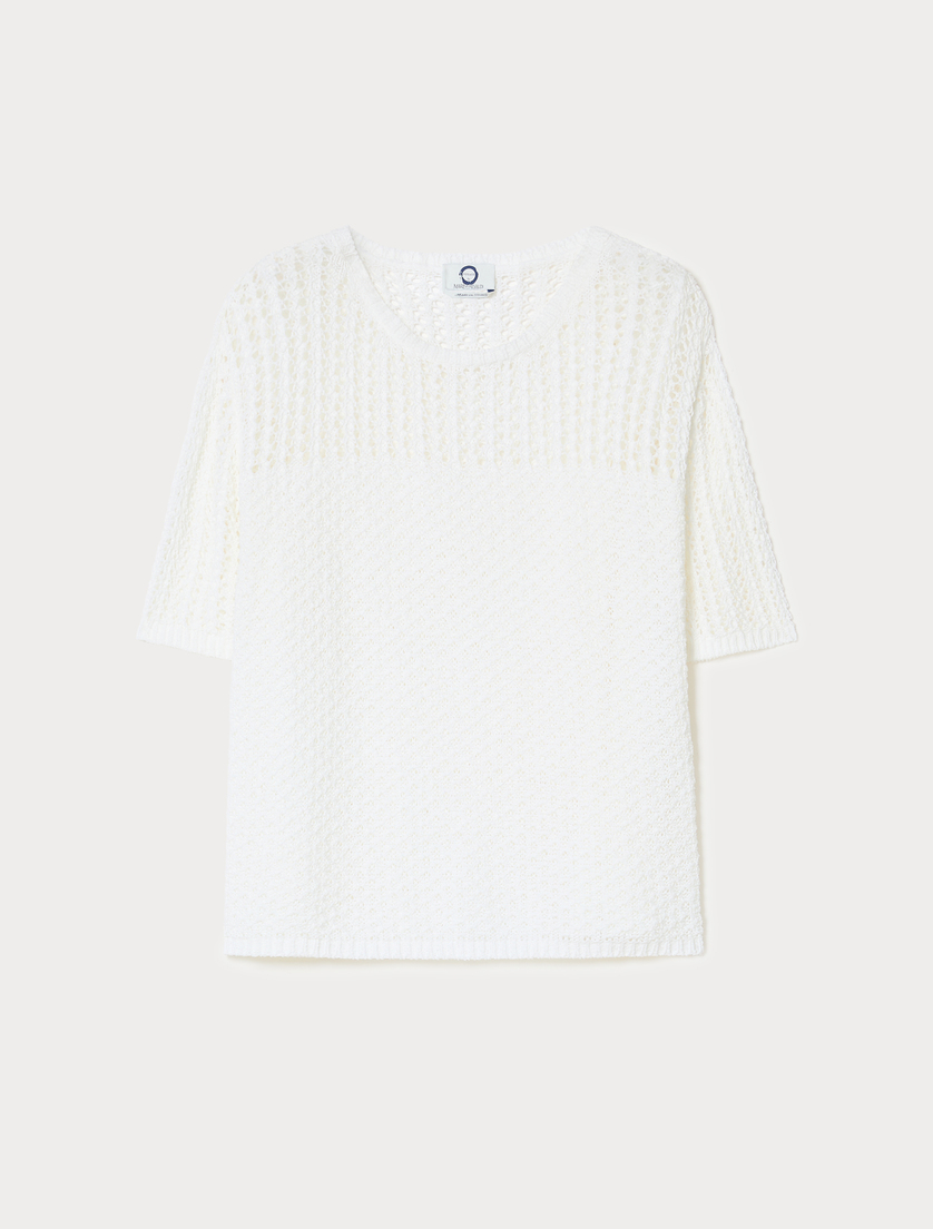 Cotton sweater - OPTICAL WHITE - Marina Rinaldi