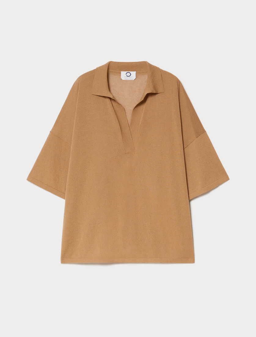 Viscose crepe sweater - BISCUIT - Marina Rinaldi