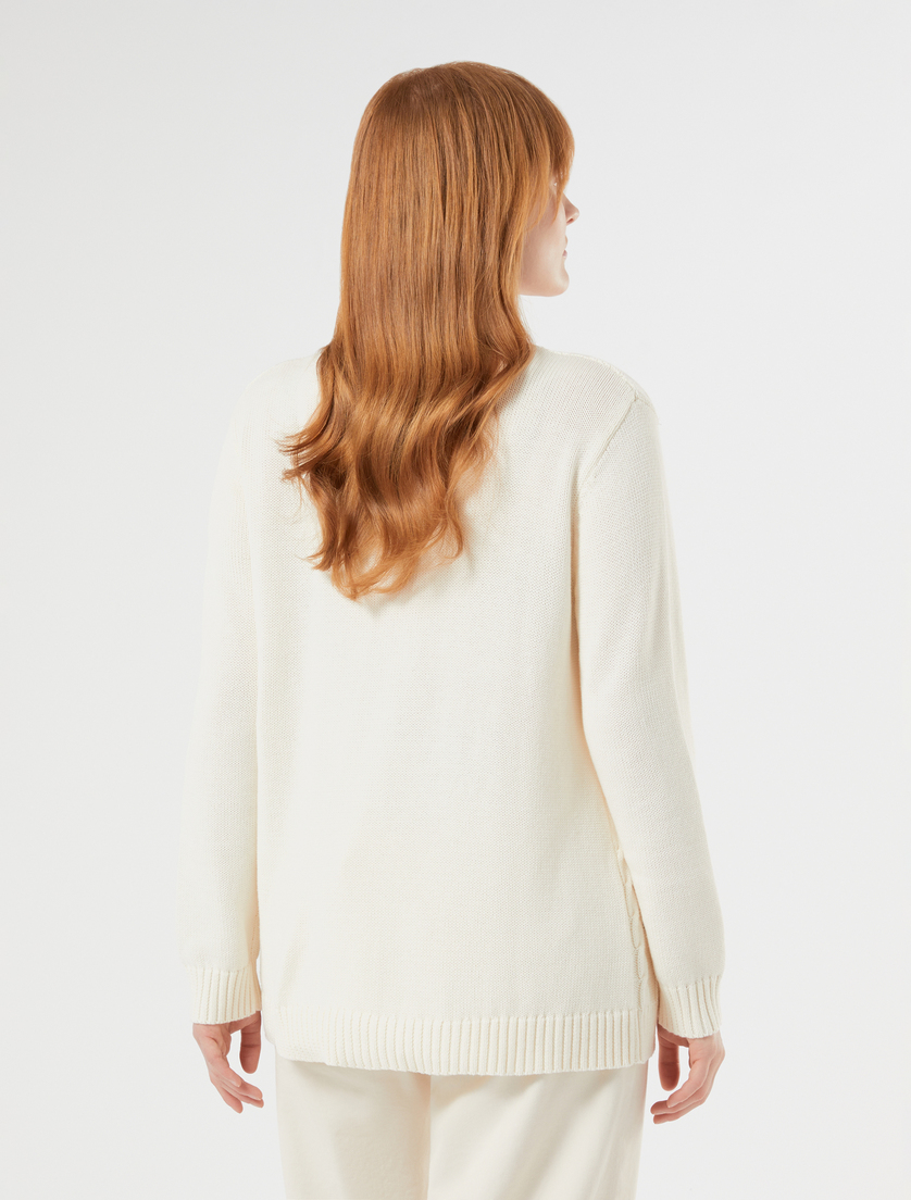 Embroidered cotton sweater - IVORY - Marina Rinaldi - 4