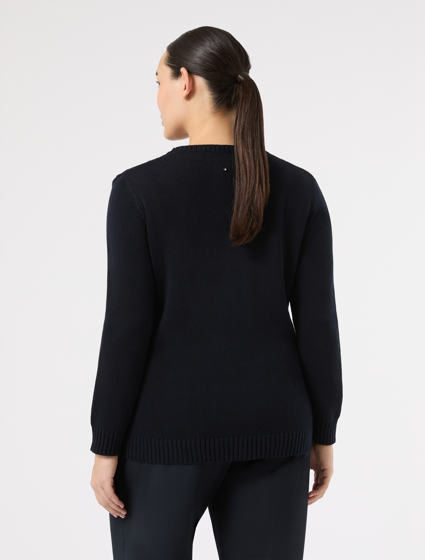 Embroidered cotton sweater - NAVY - Marina Rinaldi - 4