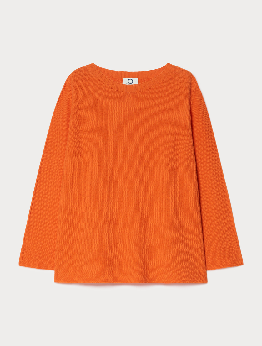 Cotton crepe sweater - ORANGE - Marina Rinaldi