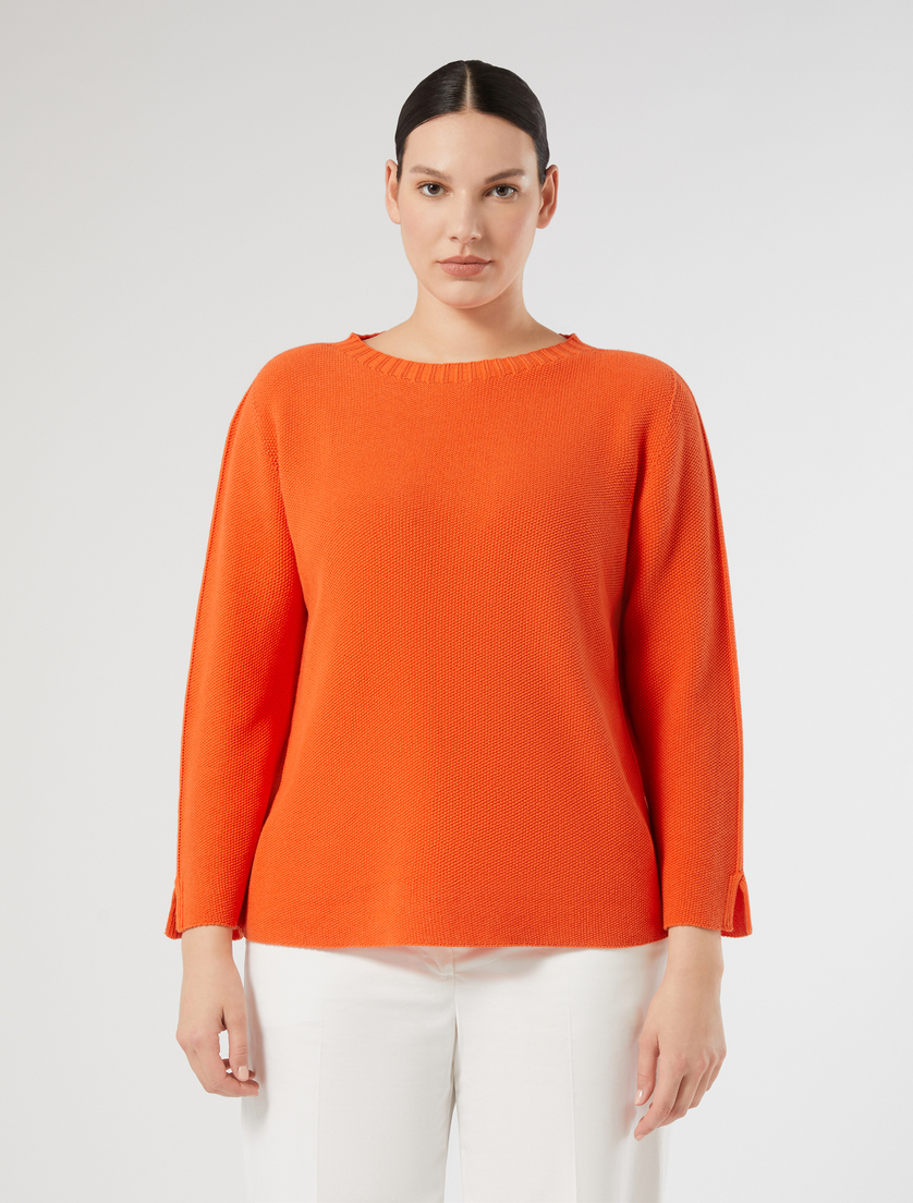 Cotton crepe sweater - ORANGE - Marina Rinaldi - 3
