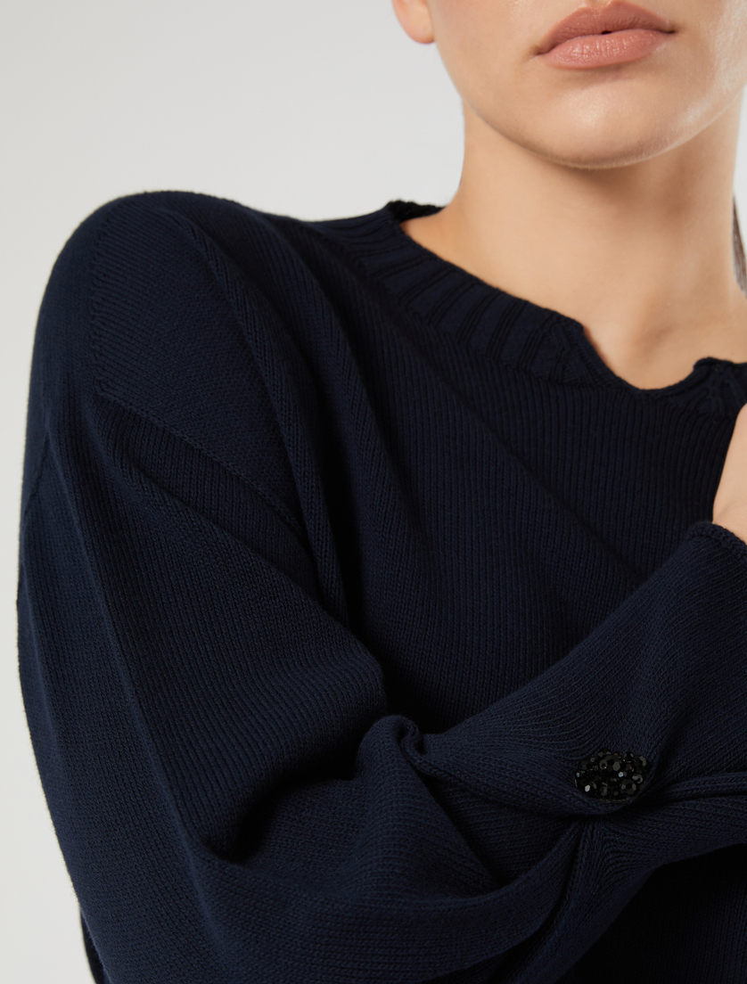Cotton crepe sweater - MIDNIGHTBLUE - Marina Rinaldi - 5