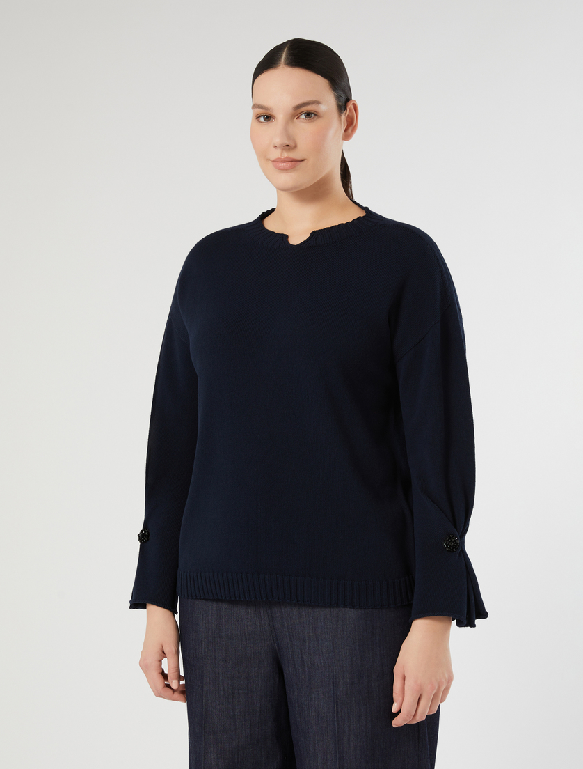 Cotton crepe sweater - MIDNIGHTBLUE - Marina Rinaldi - 3