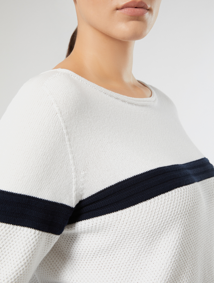 Cotton crepe sweater - OPTICAL WHITE - Marina Rinaldi - 5