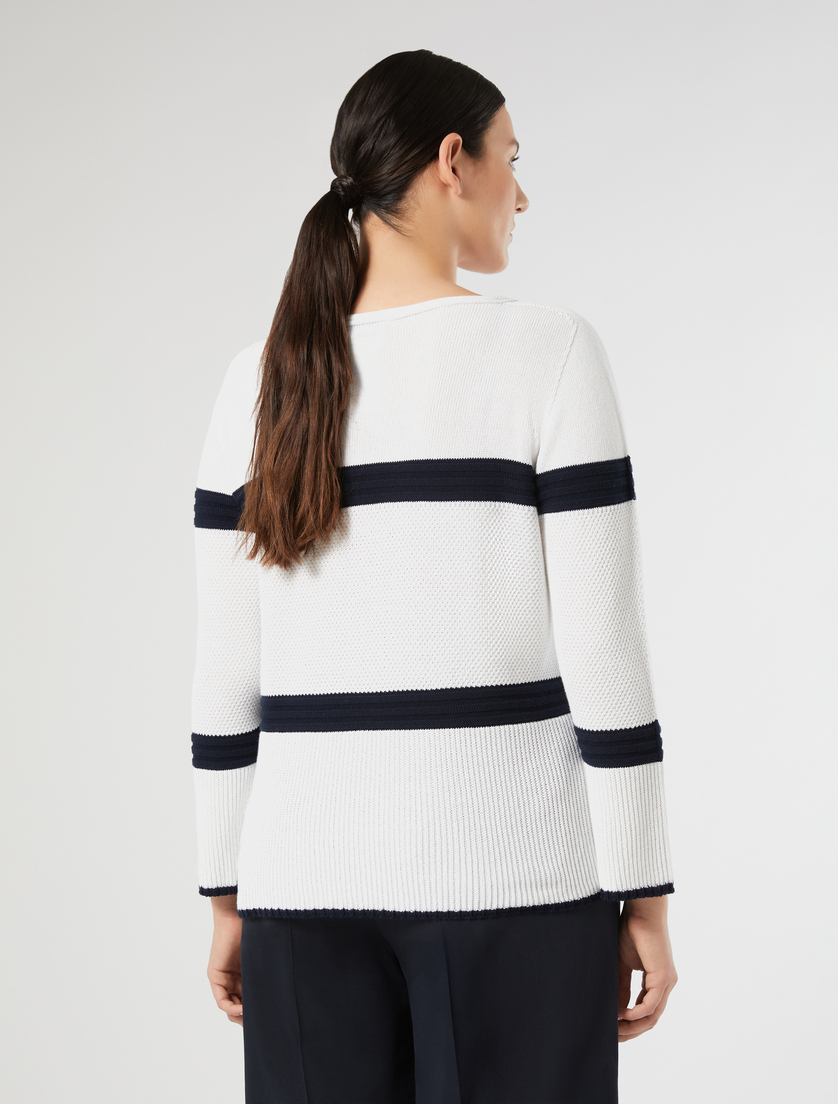Cotton crepe sweater - OPTICAL WHITE - Marina Rinaldi - 4