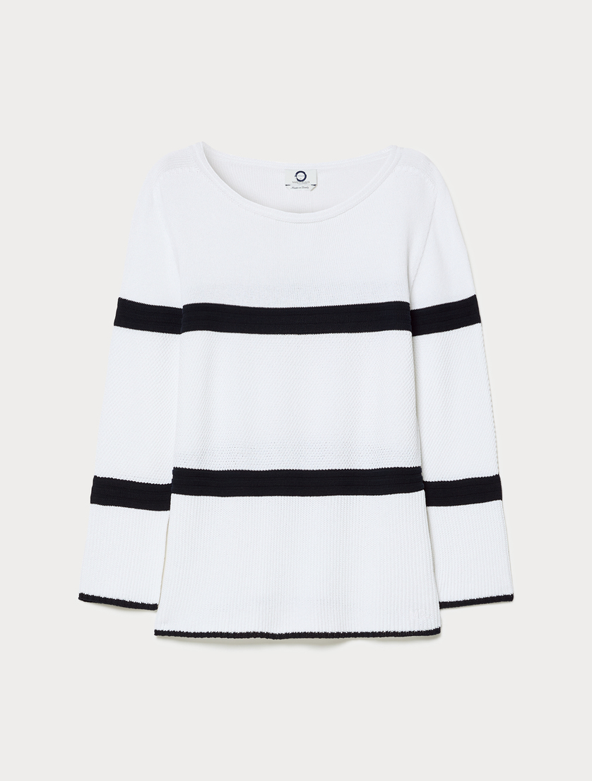 Cotton crepe sweater - OPTICAL WHITE - Marina Rinaldi