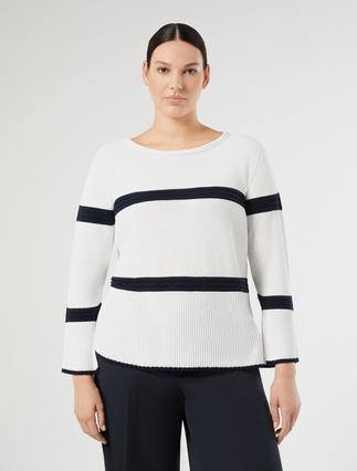 Sweter z bawełnianej krepy - OPTYCZNY BIAŁY