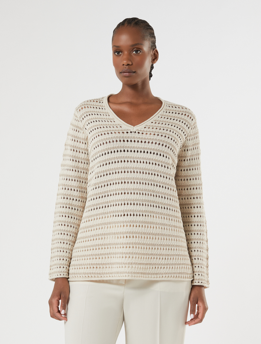 Maglia in cotone lurex - ECRU - Marina Rinaldi - 3