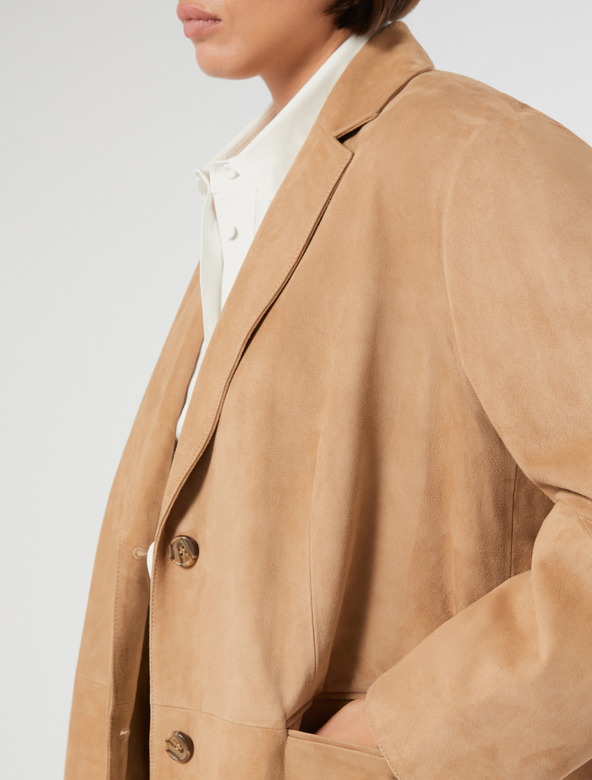 Suede blazer jacket - BEIGE - Marina Rinaldi - 5