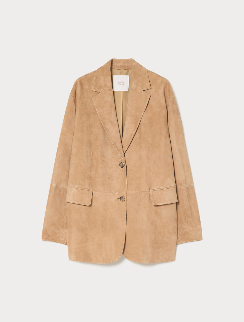 Suede blazer jacket - BEIGE - Marina Rinaldi