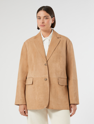 Suede blazer jacket - BEIGE