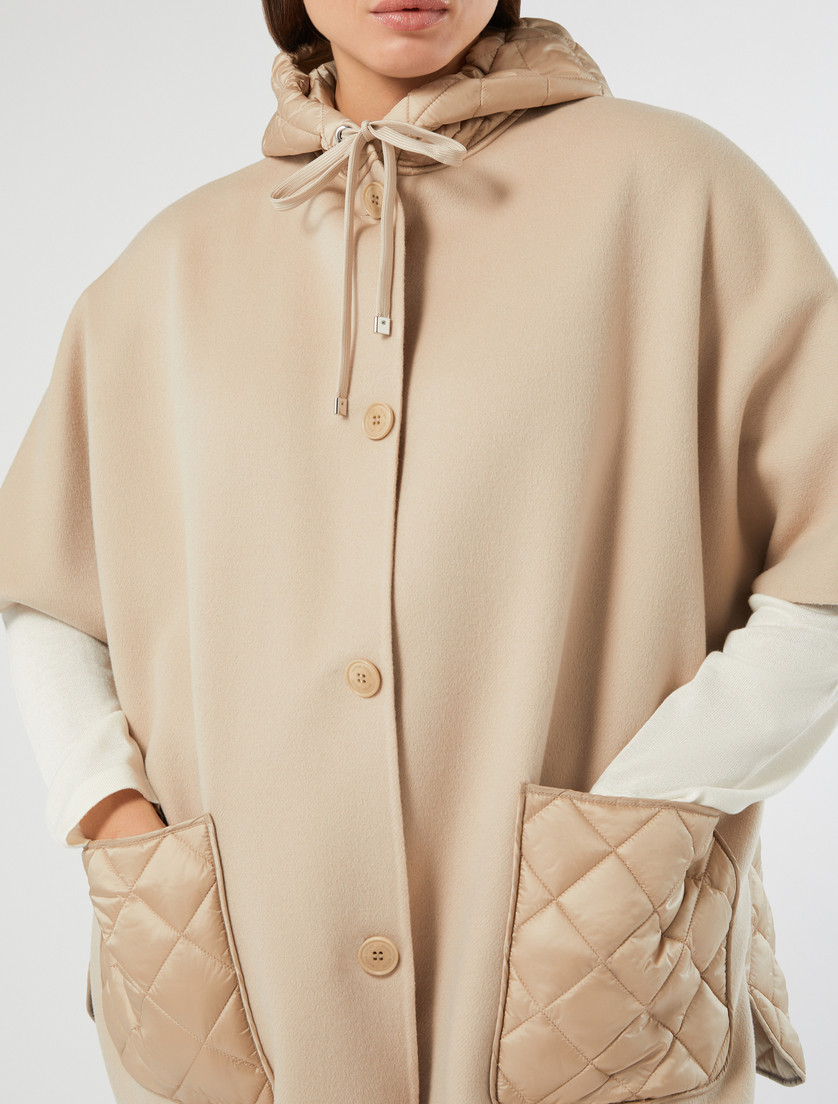 Double-faced wool and quilted canvas cape - BEIGE - Marina Rinaldi - 5