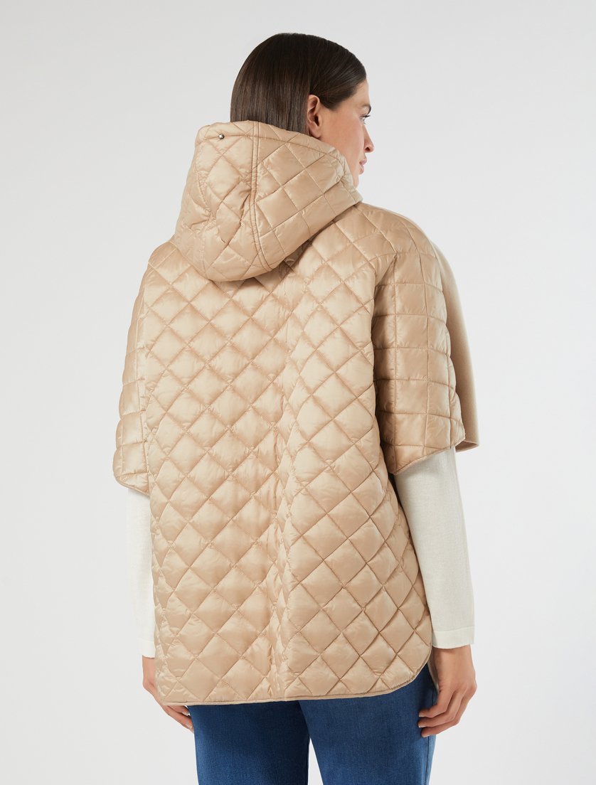 Double-faced wool and quilted canvas cape - BEIGE - Marina Rinaldi - 4