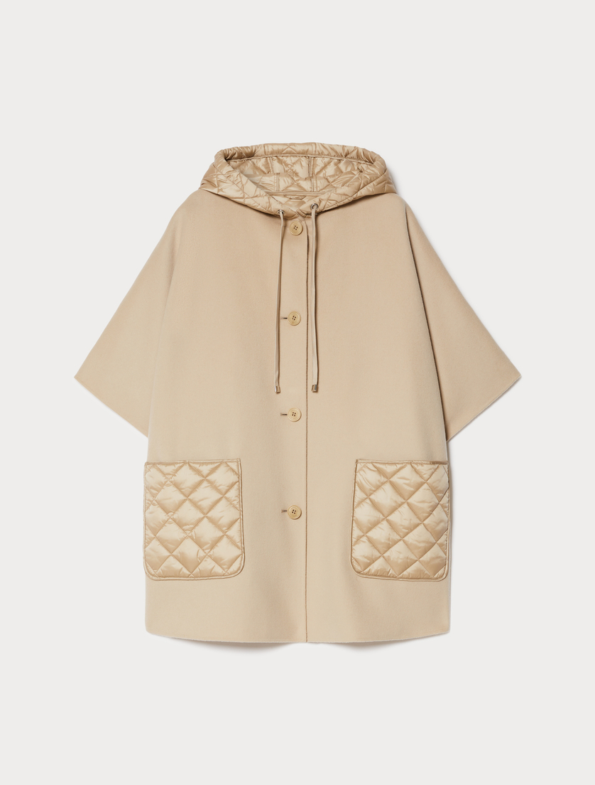 Double-faced wool and quilted canvas cape - BEIGE - Marina Rinaldi