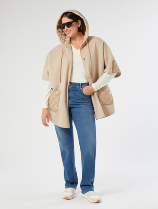 Double-faced wool and quilted canvas cape - Marina Rinaldi