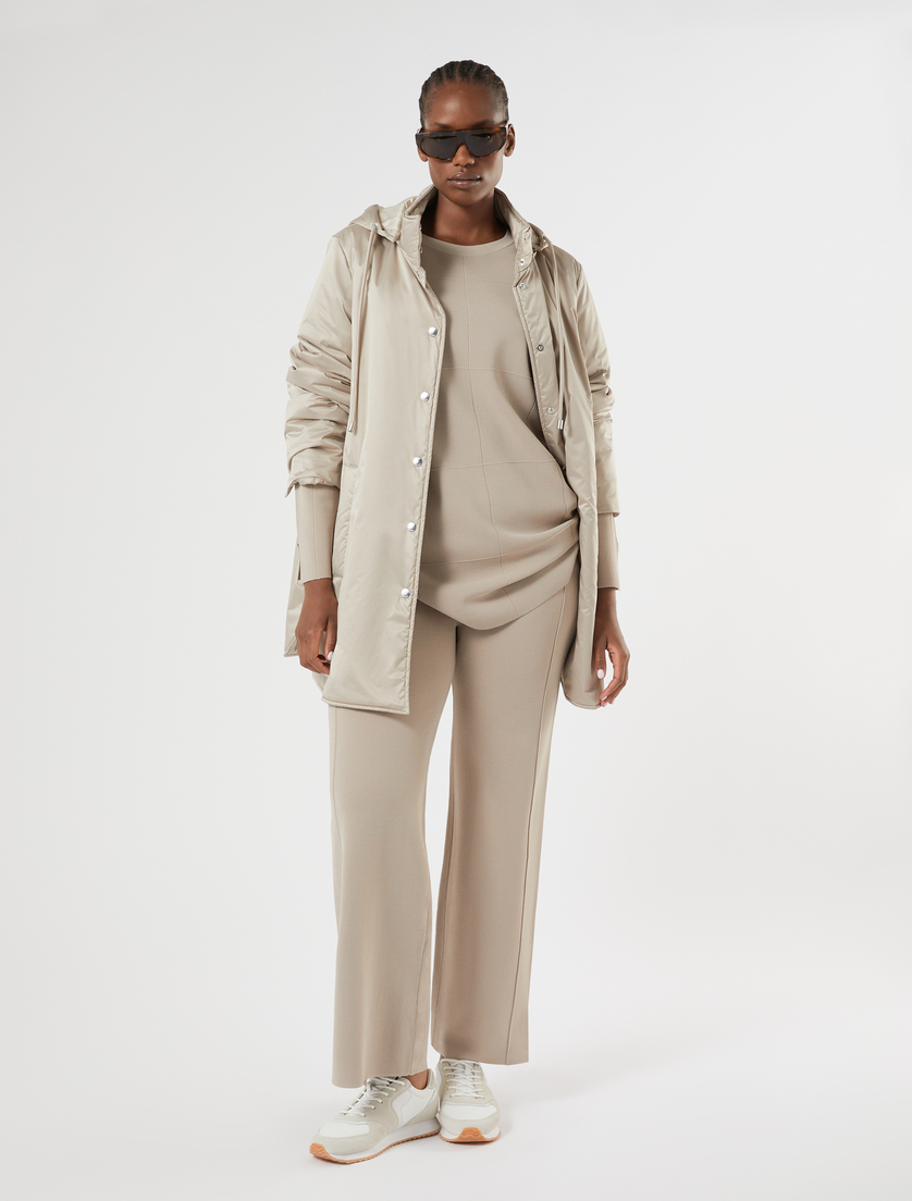 Long water-repellent microfibre canvas padded jacket - Marina Rinaldi