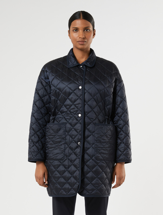 Langer Daunenmantel aus wasserabweisendem Canvas - BLAU