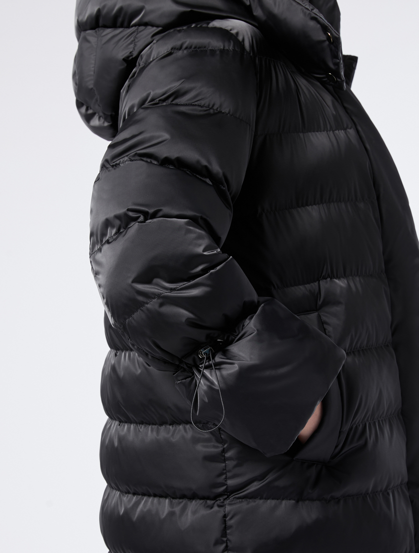 Long padded jacket in water-repellent satin - BLACK - Marina Rinaldi - 5
