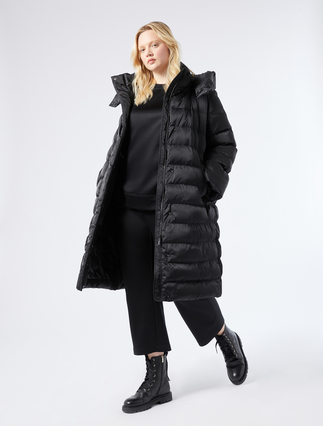 Long padded jacket in water-repellent satin - Marina Rinaldi