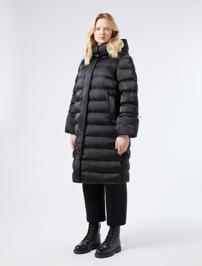 Long padded jacket in water-repellent satin - BLACK - Marina Rinaldi - 3