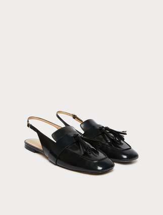 Leather slingback moccasins - CORNFLOWER BLUE - Marina Rinaldi - 2