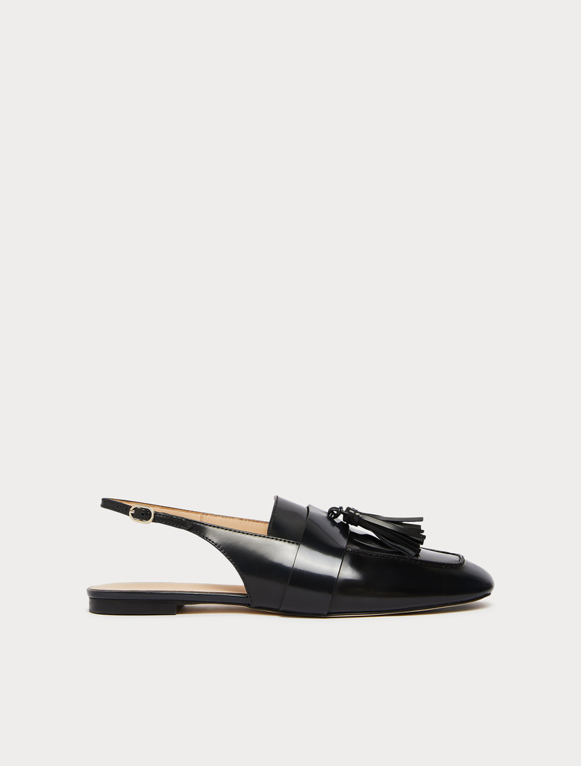 Leather slingback moccasins - CORNFLOWER BLUE - Marina Rinaldi