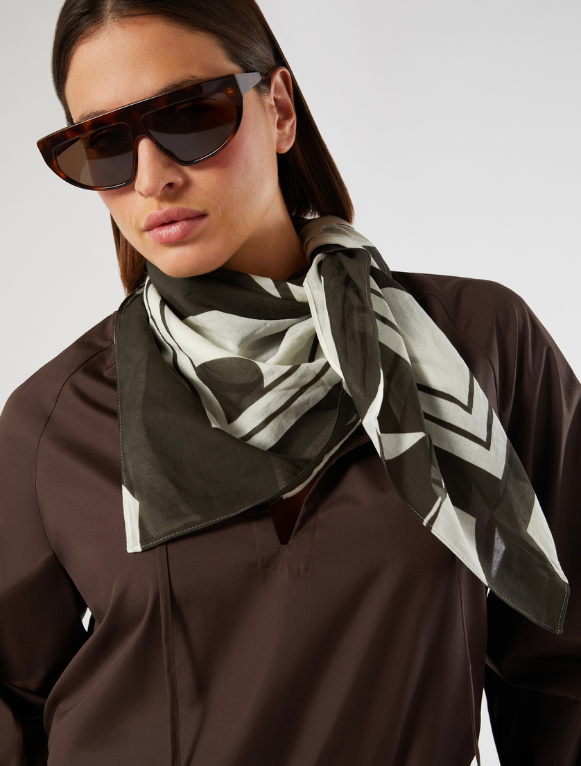 Cotton muslin scarf - IVORY - Marina Rinaldi - 4