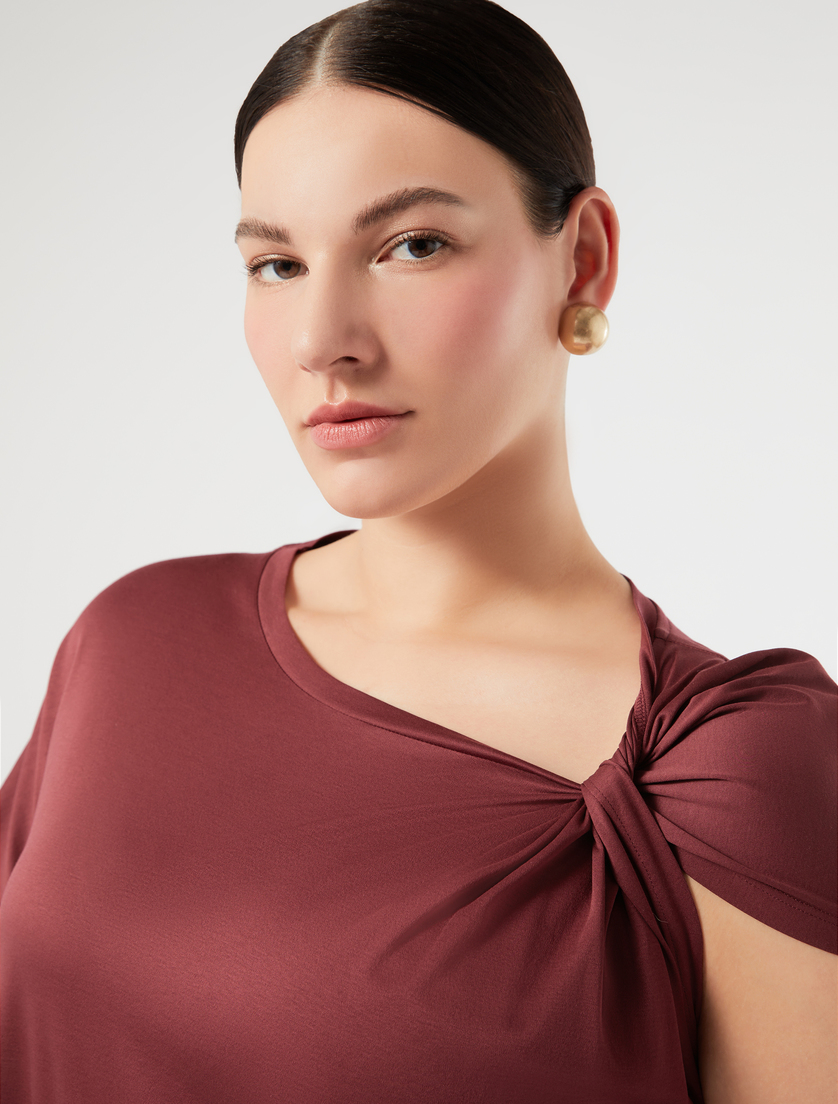 Jersey dress with knot - WINE-COLOURED - Marina Rinaldi - 5
