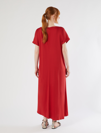 Jersey dress with ruching - RED - Marina Rinaldi - 4