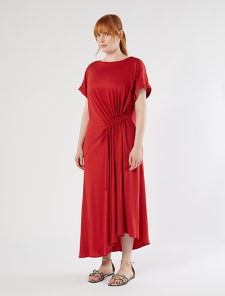 Jersey dress with ruching - RED - Marina Rinaldi - 3
