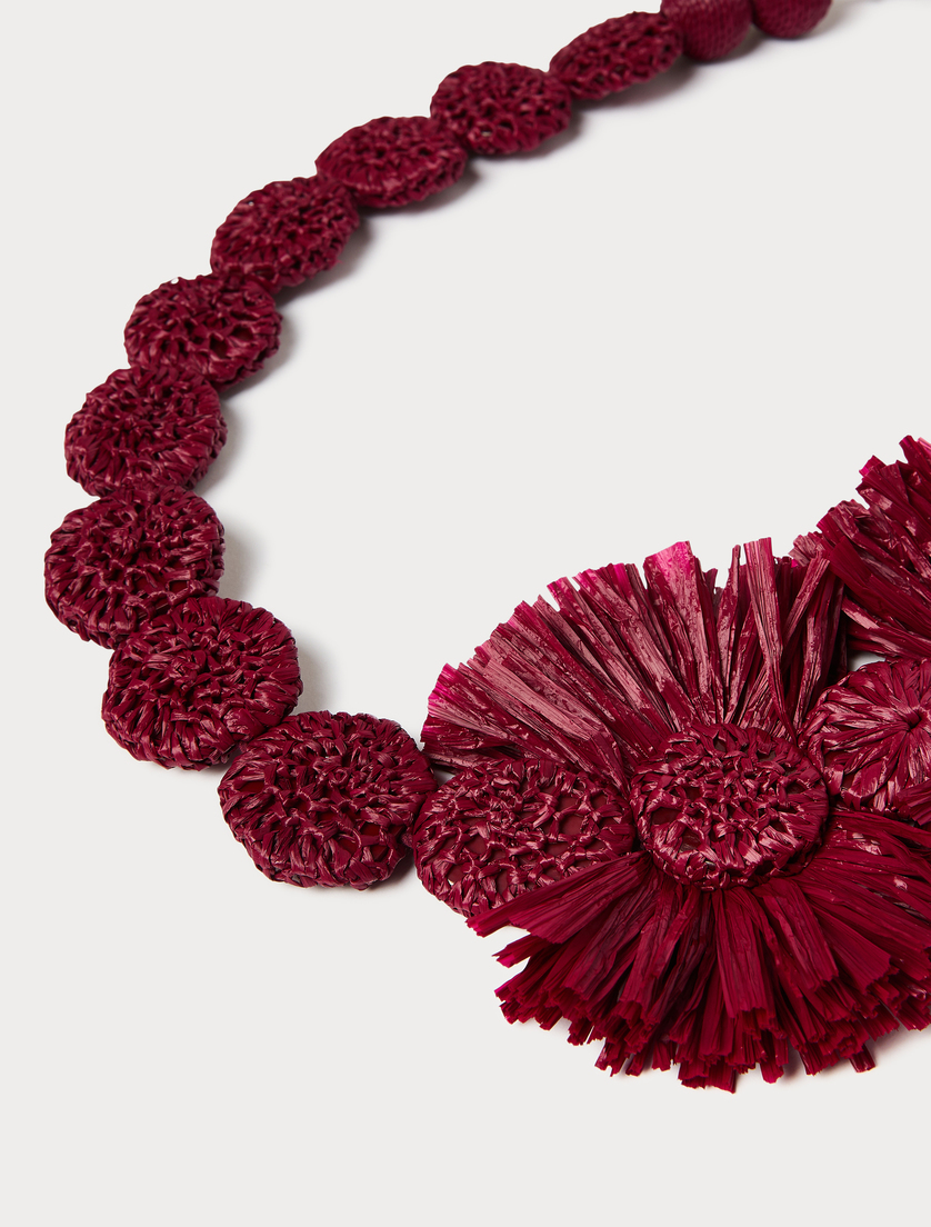 Raffia necklace and brooch - BORDEAUX - Marina Rinaldi - 2
