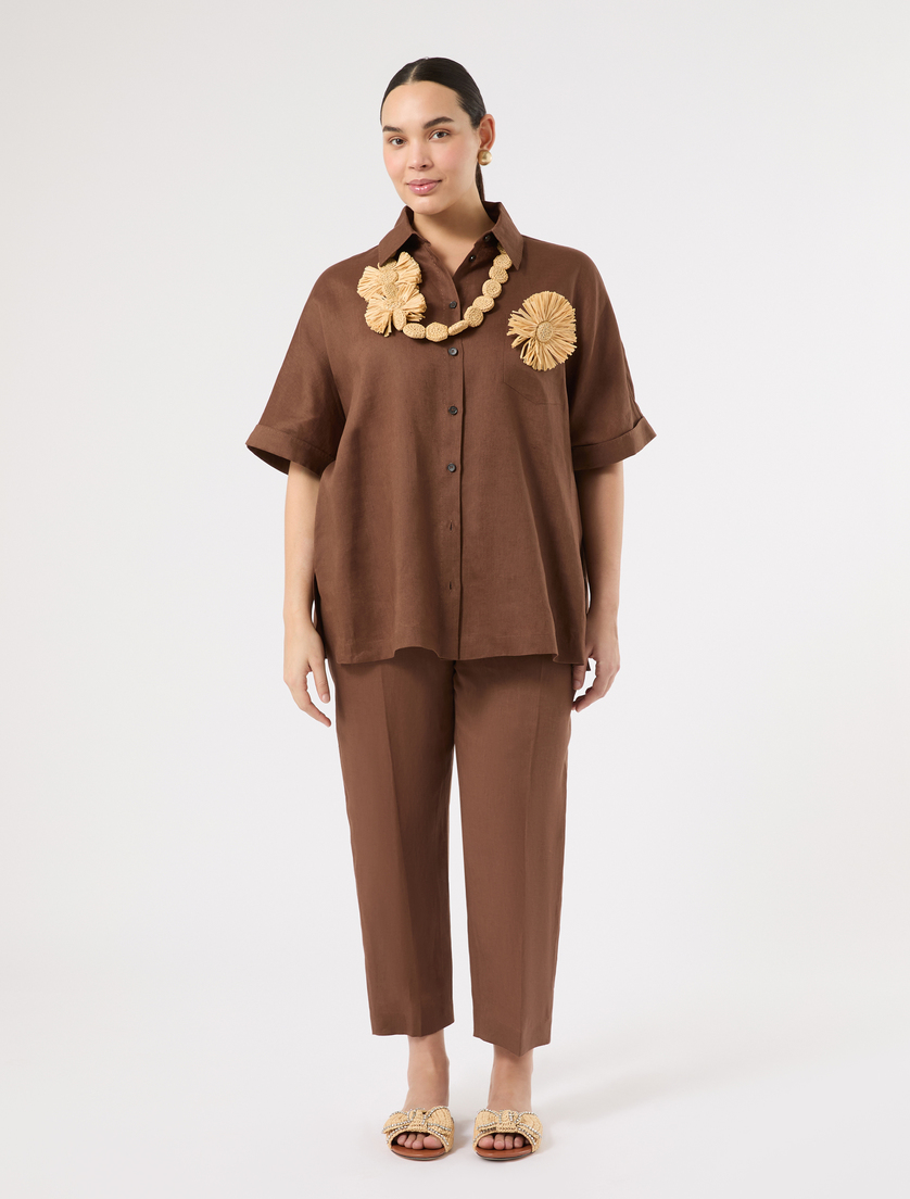 Halskette und Brosche aus Raffia - NATURAL - Marina Rinaldi - 5