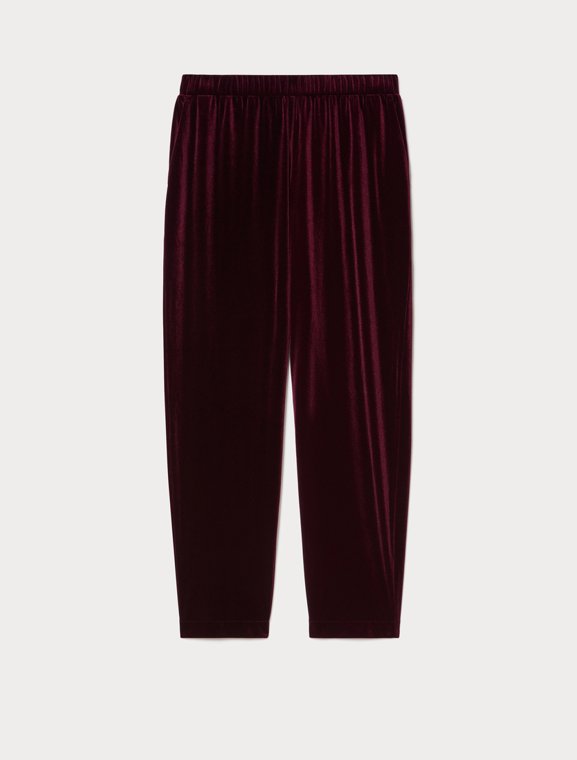 Velvet jersey trousers - BORDEAUX - Marina Rinaldi
