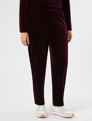 Velvet jersey trousers - BORDEAUX