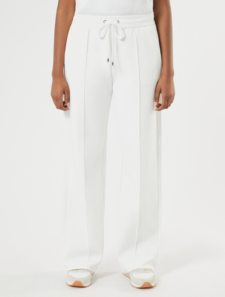 Double-faced cotton-blend jersey trousers - IVORY