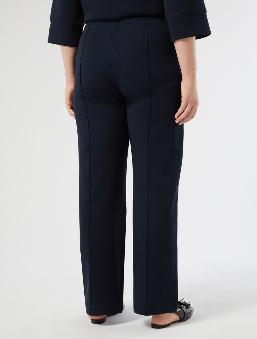 Double-faced cotton-blend jersey trousers - NAVY - Marina Rinaldi - 4