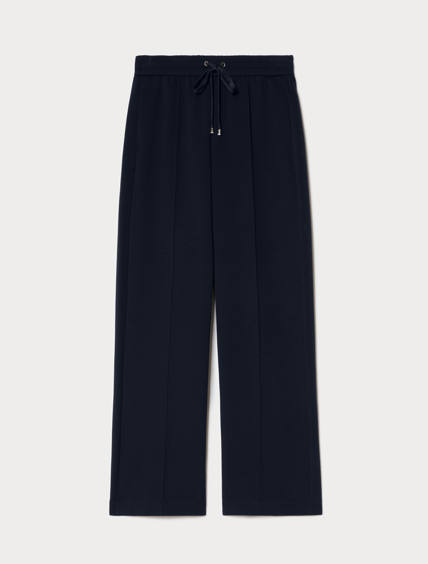 Double-faced cotton-blend jersey trousers - NAVY - Marina Rinaldi