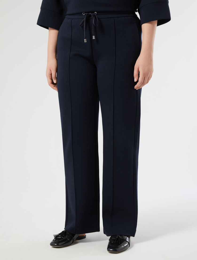 Double-faced cotton-blend jersey trousers - NAVY - Marina Rinaldi - 3
