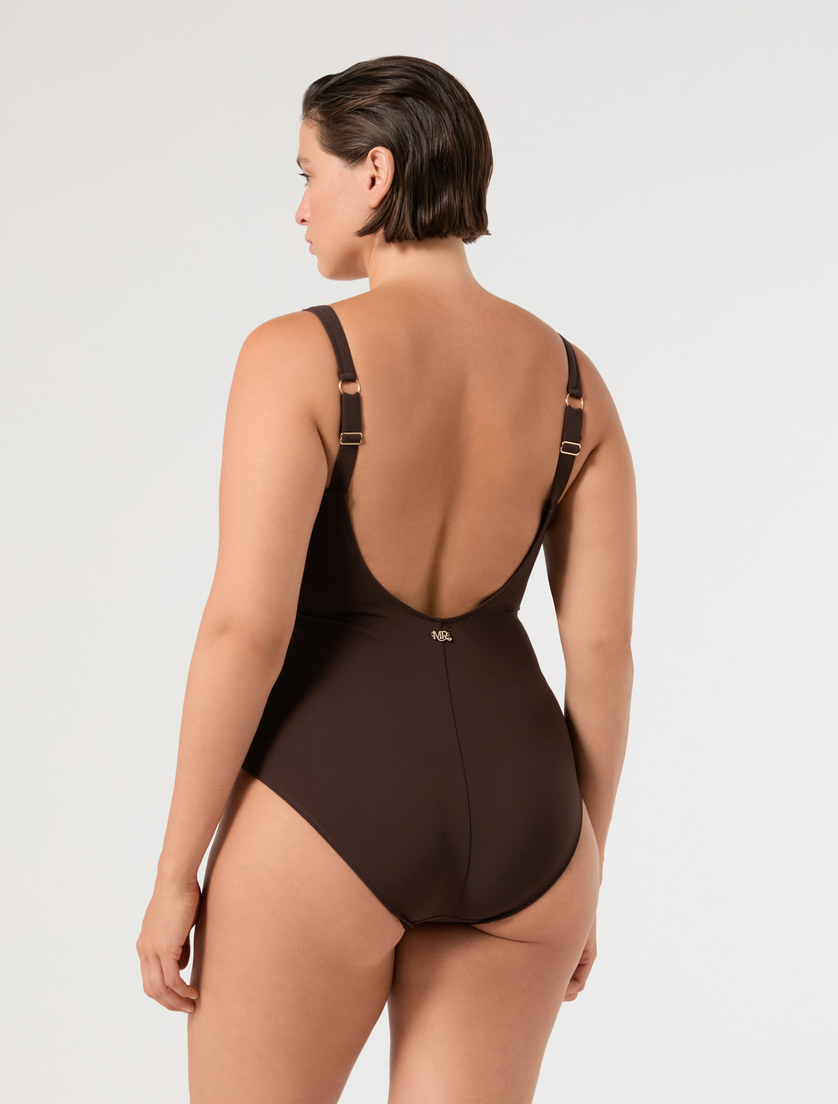 Ring-detail swimsuit - CHOCOLATE - Marina Rinaldi - 4