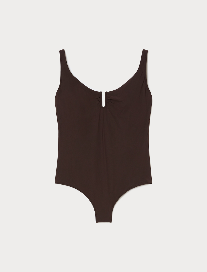 Ring-detail swimsuit - CHOCOLATE - Marina Rinaldi