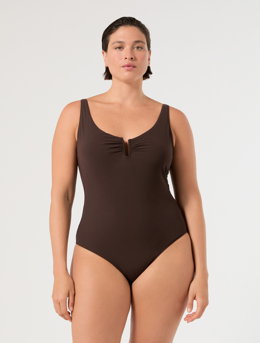 Ring-detail swimsuit - CHOCOLATE - Marina Rinaldi - 3