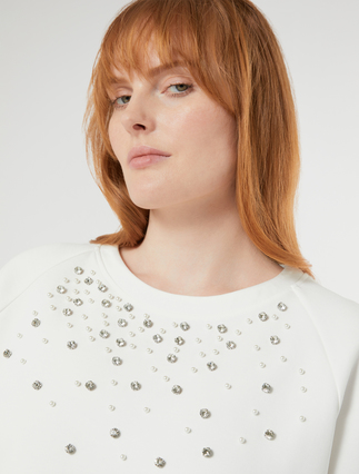 Embroidered jersey sweatshirt - IVORY - Marina Rinaldi - 5